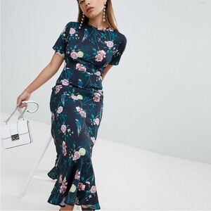 ASOS Open Tie Back Floral Bird Dress